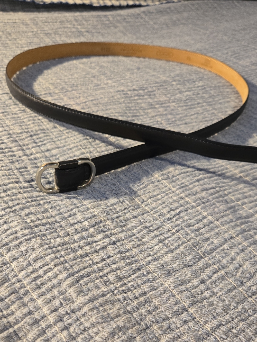 Talbots Navy Blue Leather Belt With Slide Buckle
